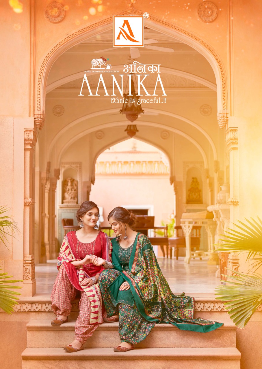 alok suit aanika  Pure Wool Pashmina Digital Style Patiyala Print salwar suit catalog