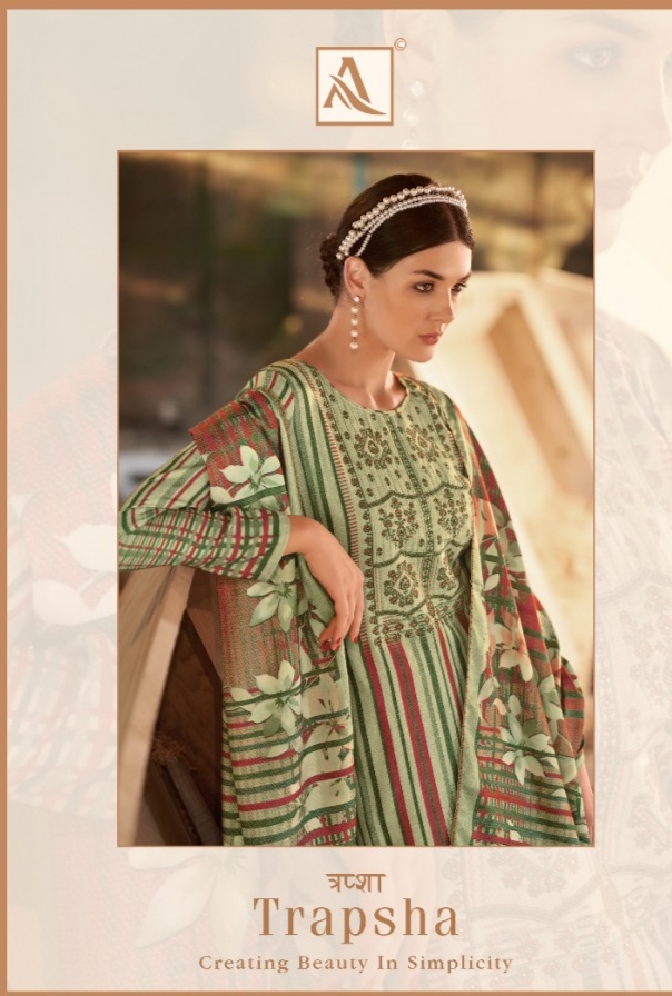 alok suit trapsha Pure Wool Pashmina Digital Style Patiyala Print salwar suit catalog