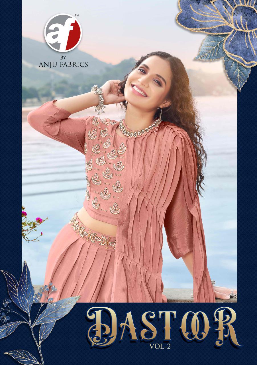 anju fabrics dastoor vol 2 viscose elegant stylish look indo western catalog