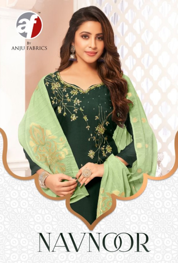 anju fabrics navnoor viscose new and modern style top bottom and dupatta catalog