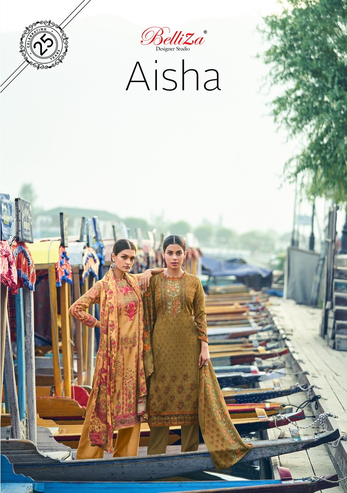 belliza designer studio aisha pashmina attractive colours salwar suit catalog