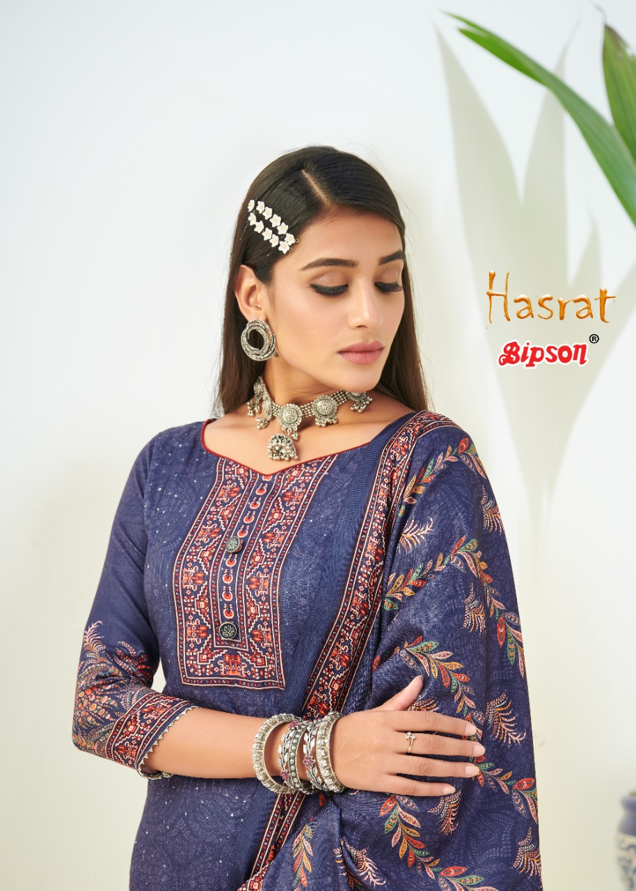 bipson hasrat 1553 to 1556 pashmina exclusive print salwar suit catalog