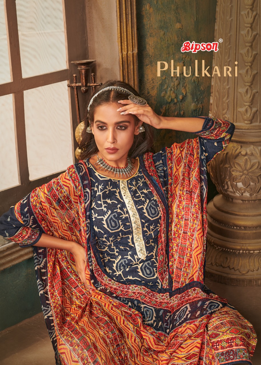 bipson phulkari pure pashmina gorgeous look salwar suit catalog