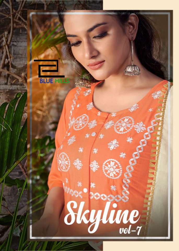 bluehills skyline vol 7 rayon astonishing top bottom and dupatta catalog