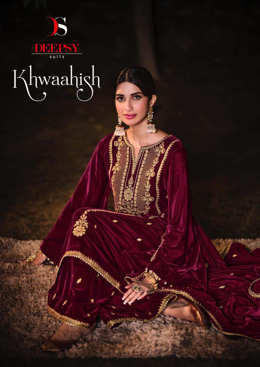 deepsy suit khwaahish velvet festive look salwar suit catalog