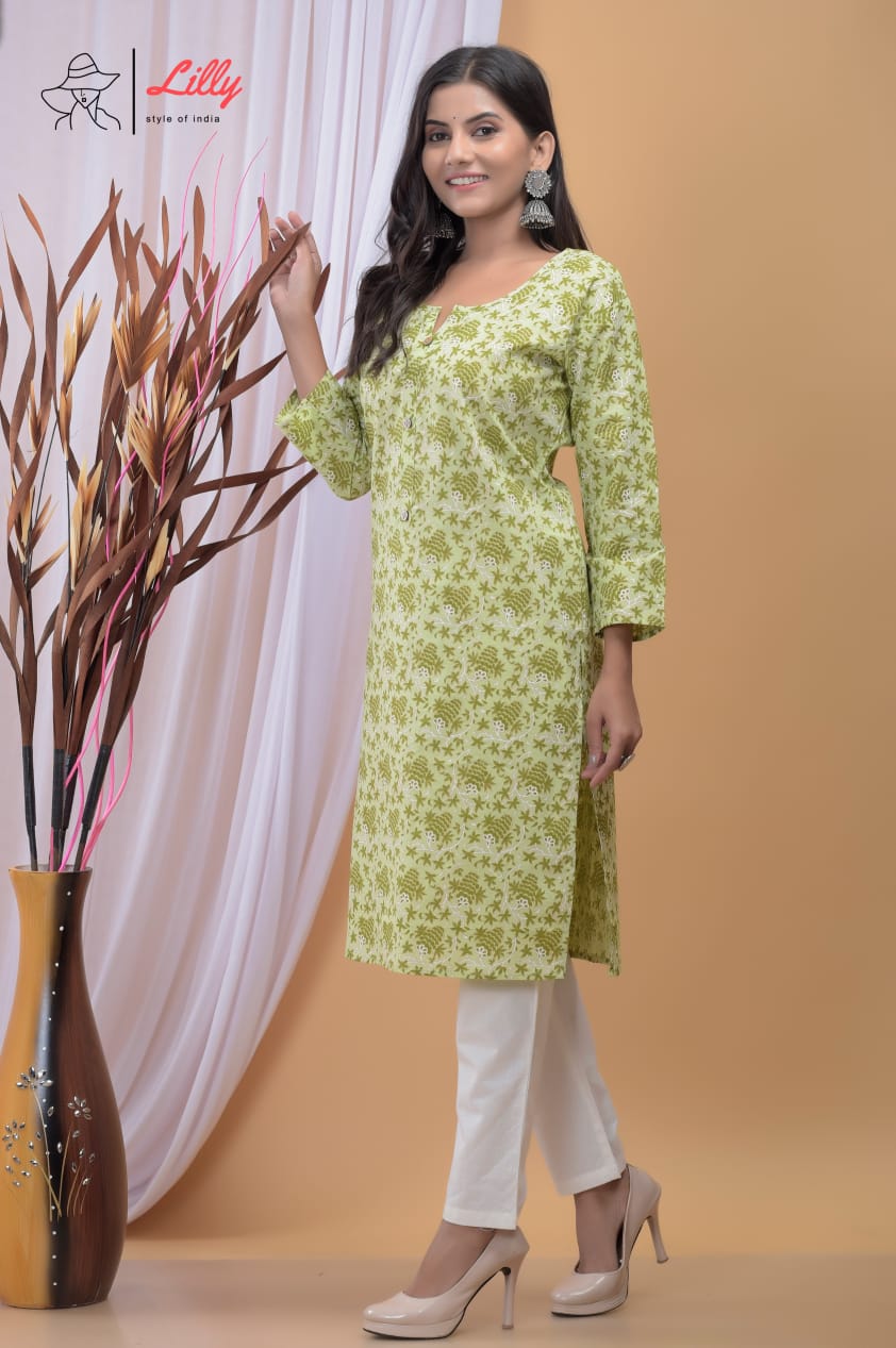 lilly style of india krisha 2 cotton  affordable price kurti catalog