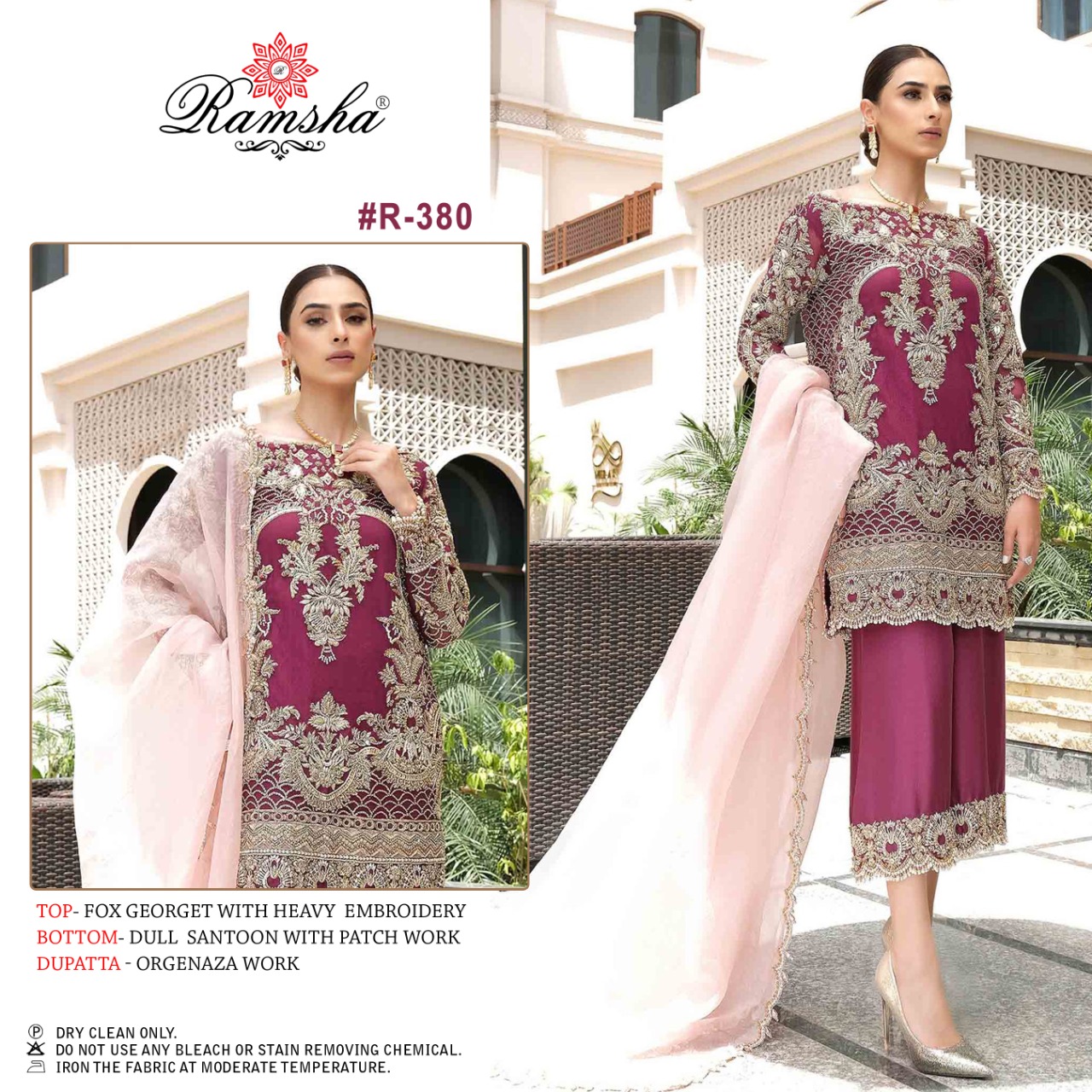 Ramsha ramsha r-380 Salwar Kameez Organza/georget Singles