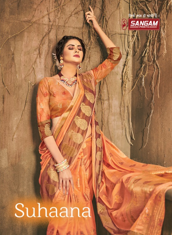 sangam prints suhaana organza regal look saree catalog