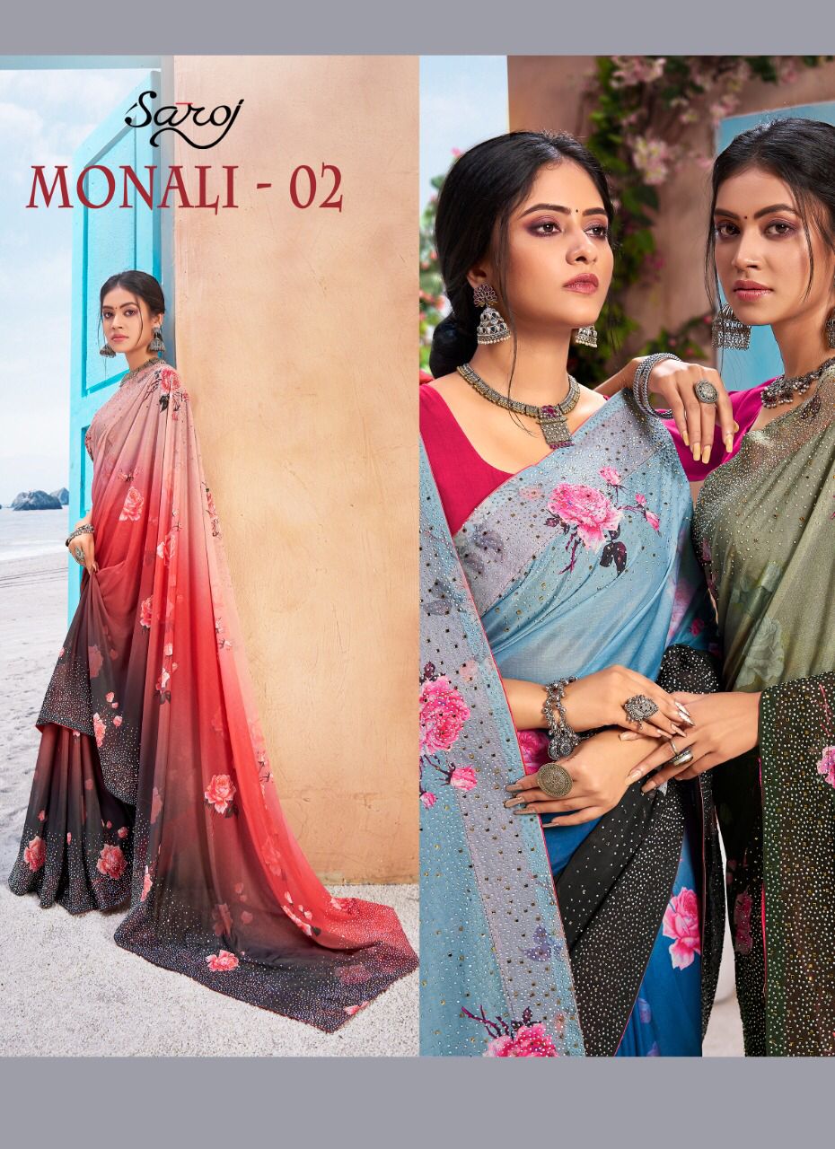 saroj monali vol 2 lycra exclusive print saree catalog