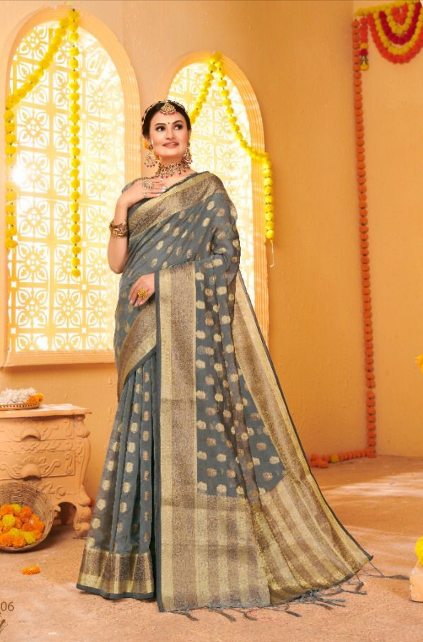 saroj rimjhim organza decent look saree catalog