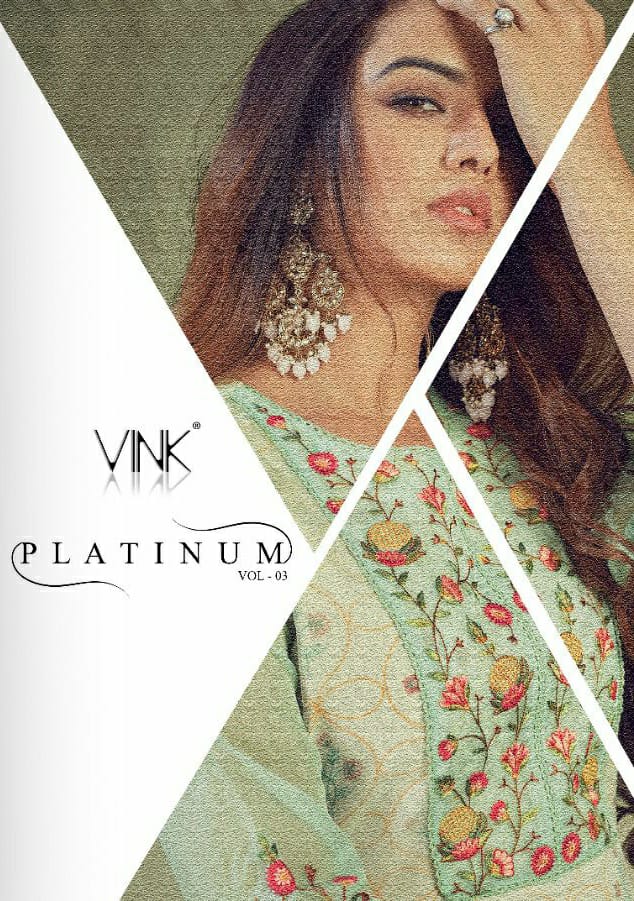 vink platinum vol 3 organza decent  look kurti with pant catalog