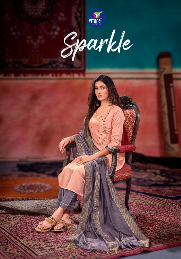 vitara fashion sparkle velvel gorgeous look top with pant and dupatta catalog