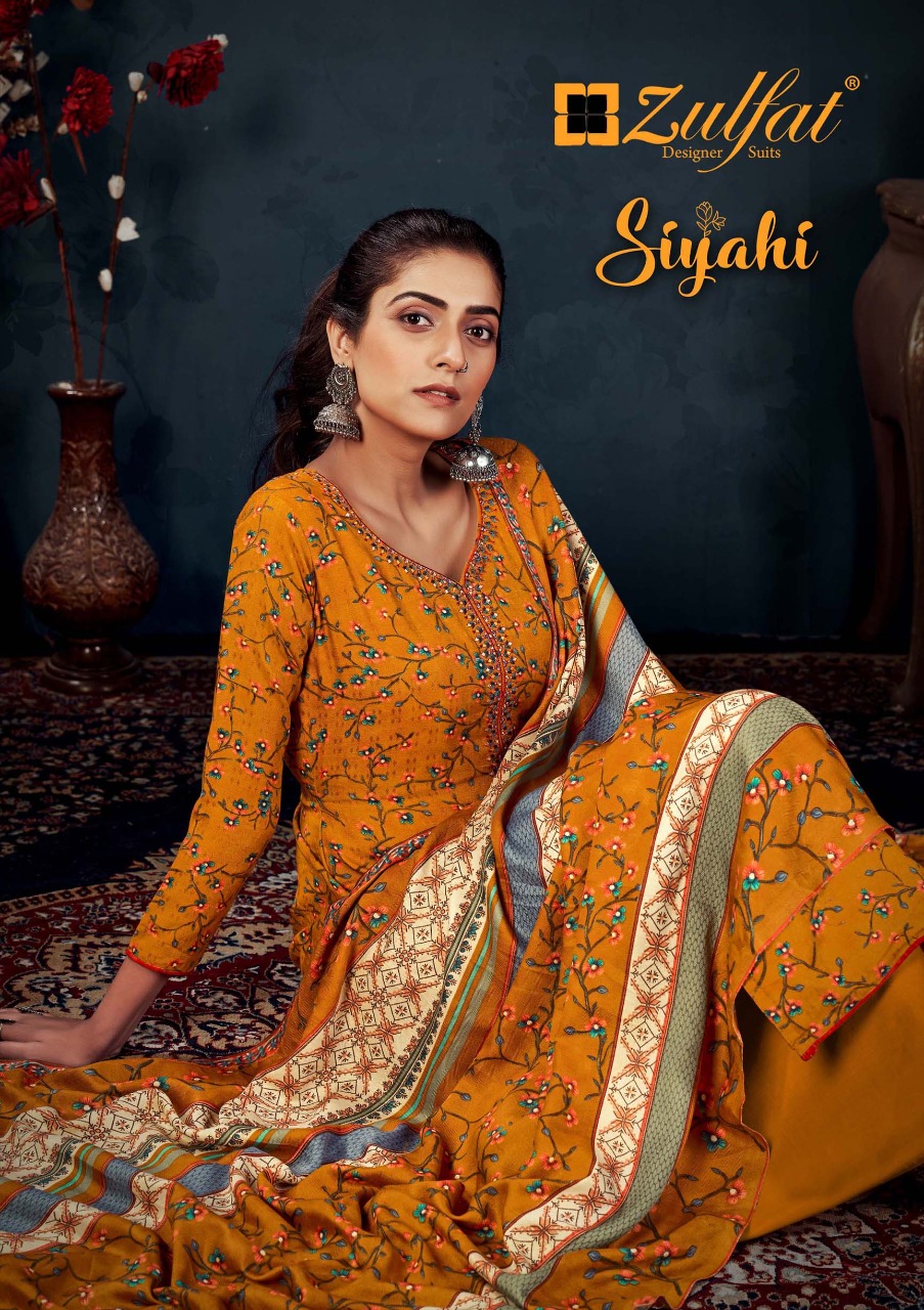 zulfat designer suit siyahi pure pashmina elegant look salwar suit catalog