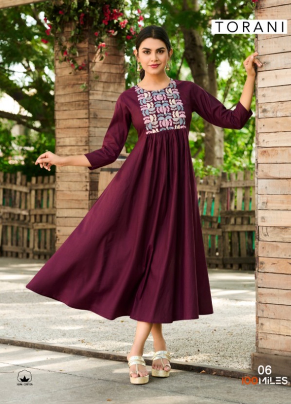 100 miles torani Pure Giza cotton  authentic fabric kurti catalog