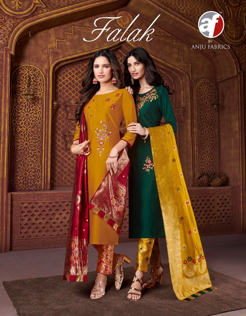 anju fabrics falak vol 1 silk classic trendy look top bottom with dupatta catalog