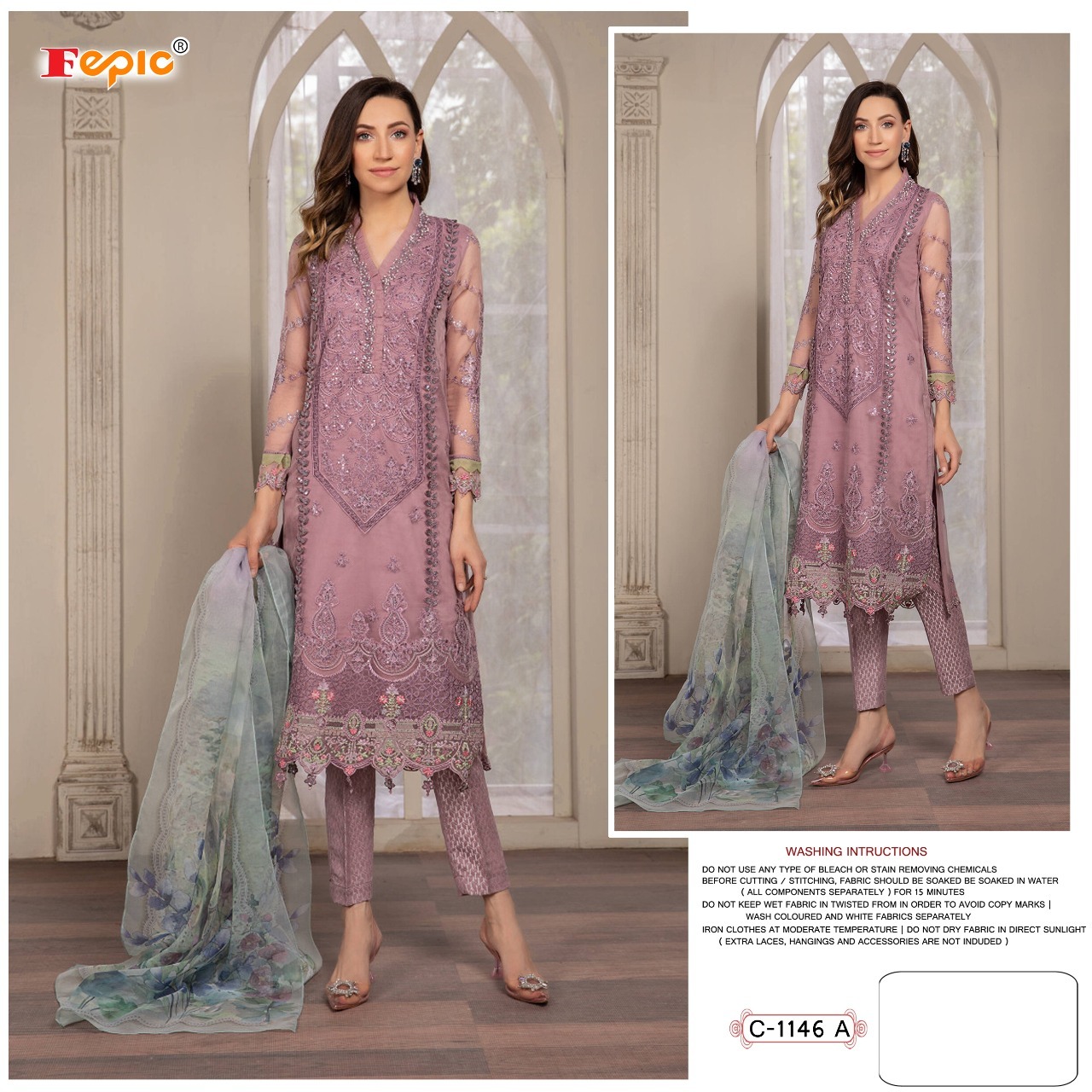 FEPIC Rosemeen C 1146 A Salwar Kameez Organza Singles