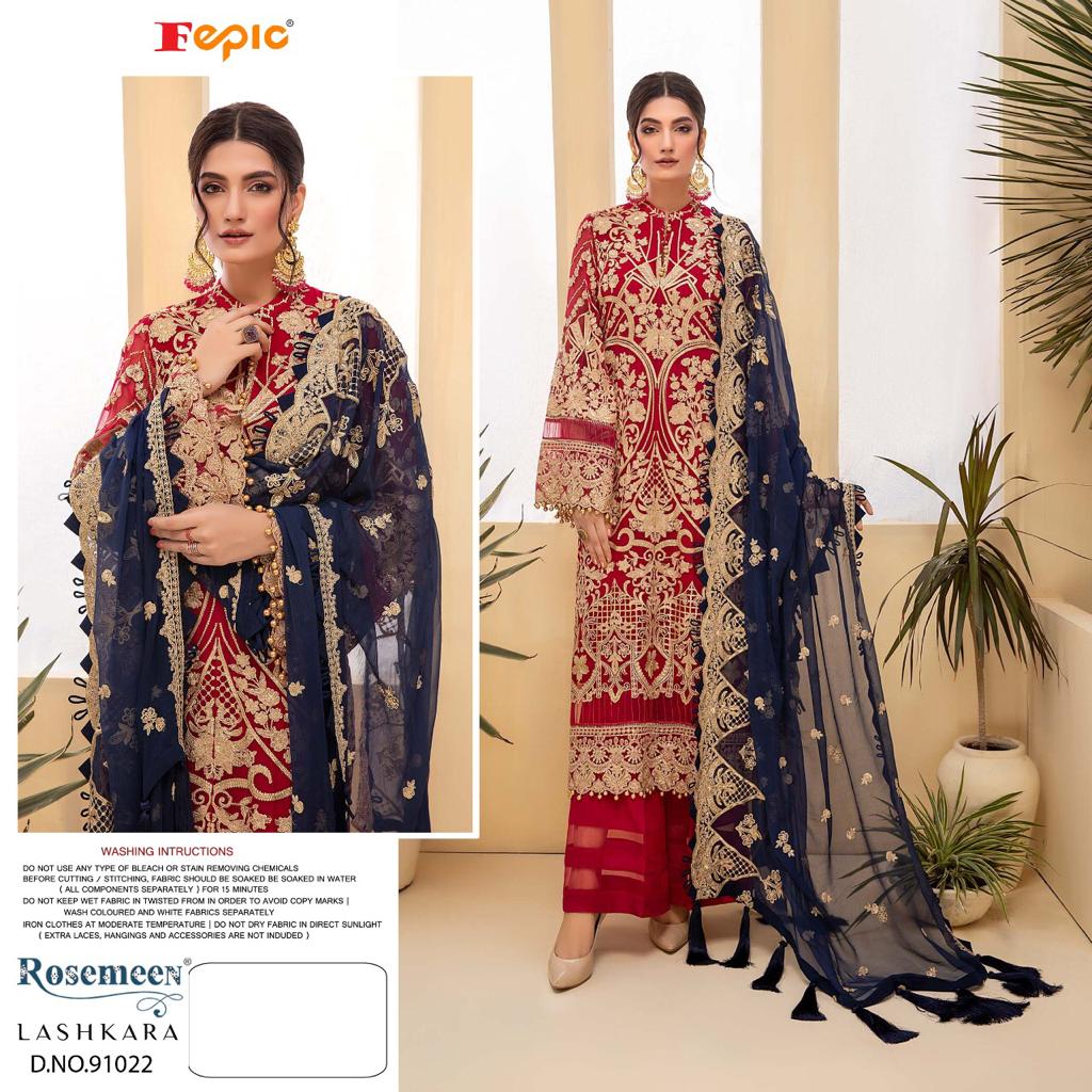 fepic rosemeen  91022 georgette decent embroidary look salwar suit single