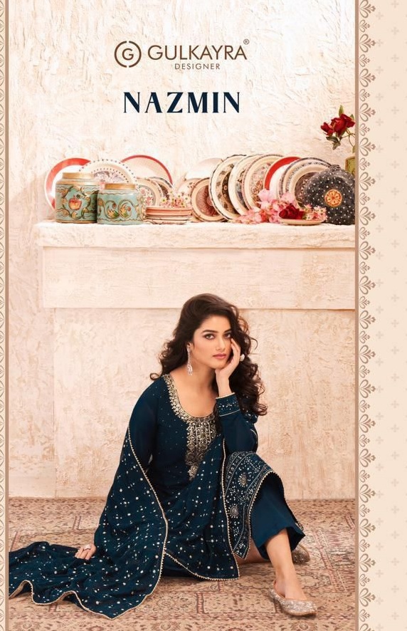 gulkayra designer nazmin georgette regal look salwra suit catalog