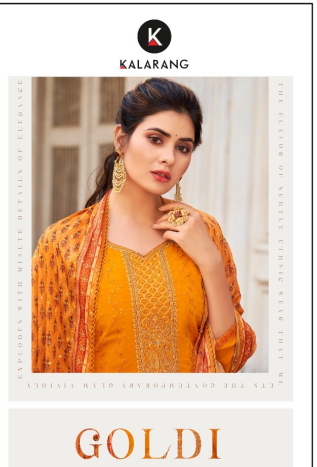 kalarang goldi crepe regal look salwar suit catalog