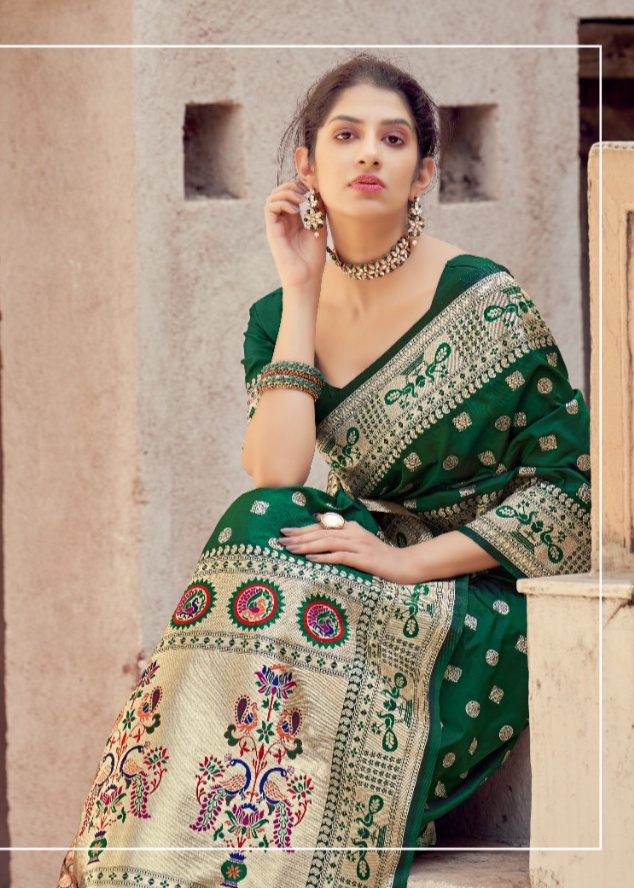 manjubaa mayuri paithani 6101 to 6108 silk regal look saree catalog