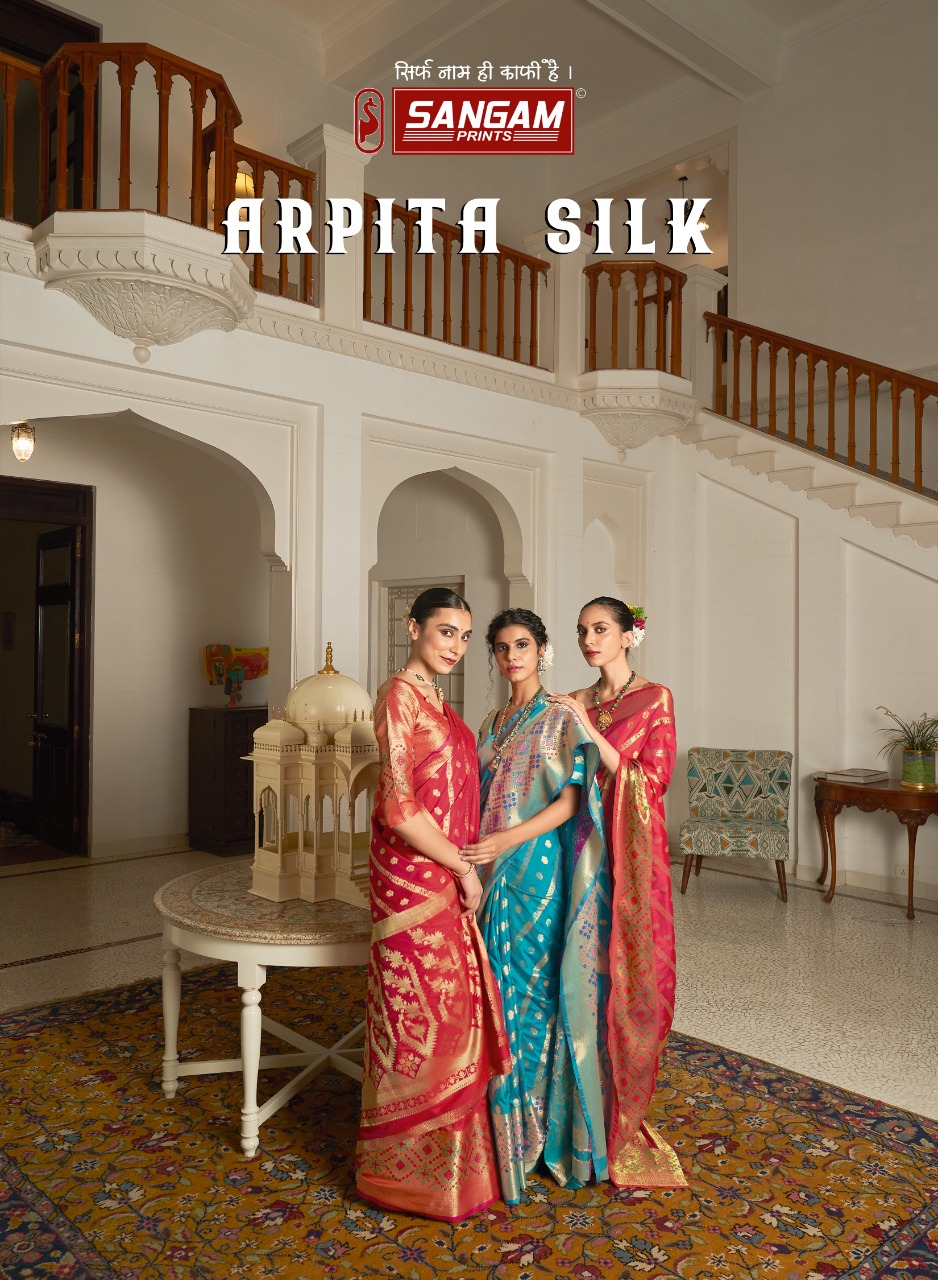 sangam print arpita silk elegant saree catalog