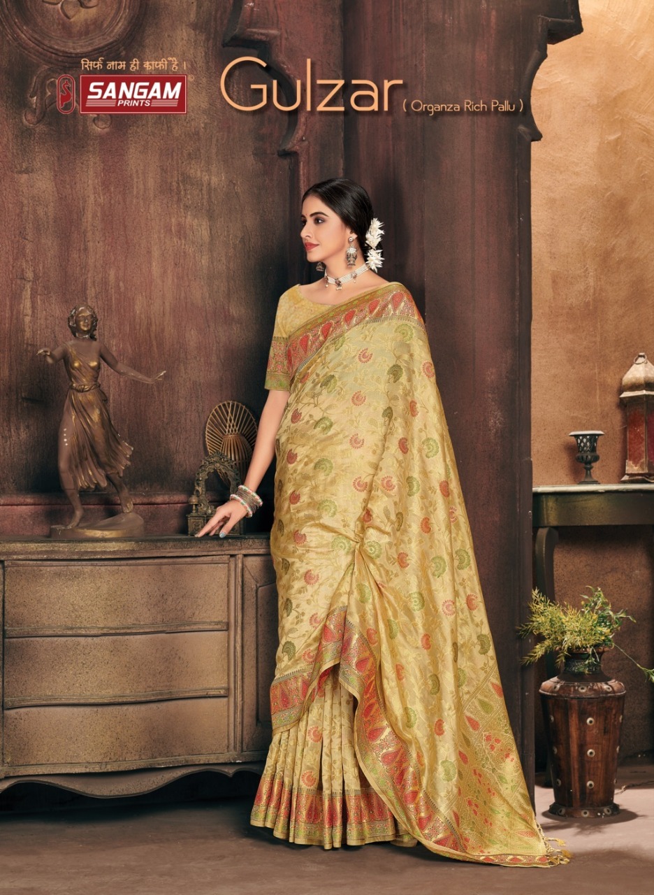 sangam print gulzar organza attractive saree catalog