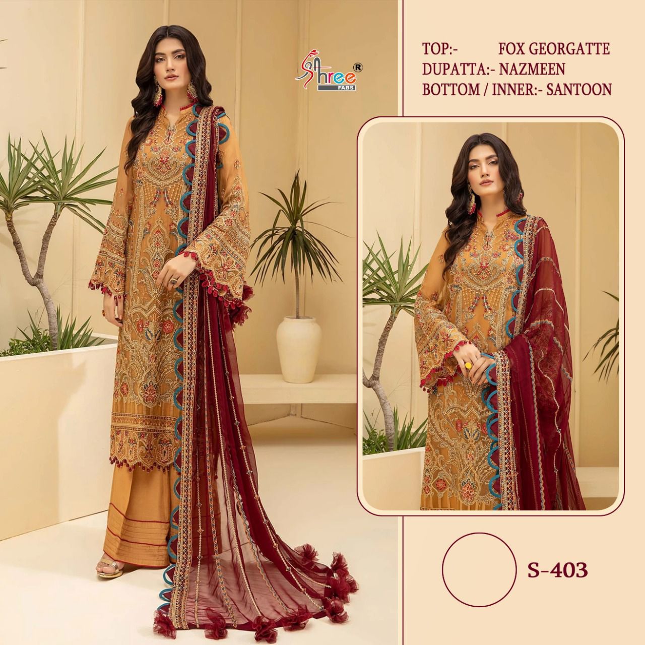 shree fab s 403 georgette attractive look salwar suit single