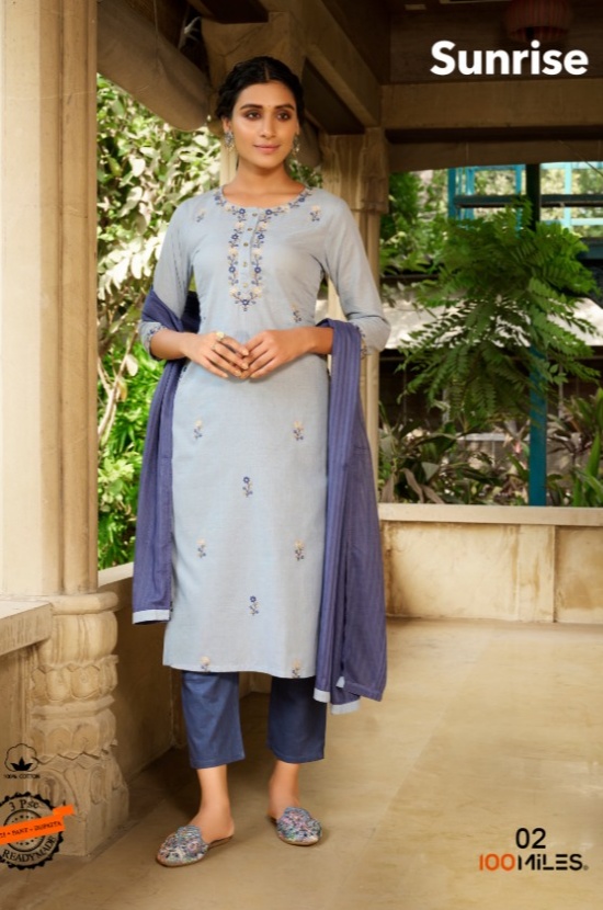 100 miles Sunrise cotton elegant kurti with pant and dupatta  catalog