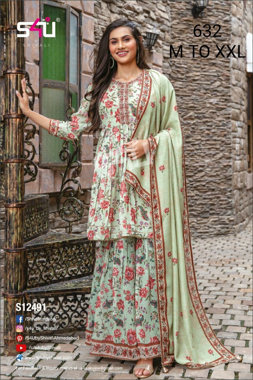 s4u s4u 632 fancy gorgeous look top bottom and dupatta  size set