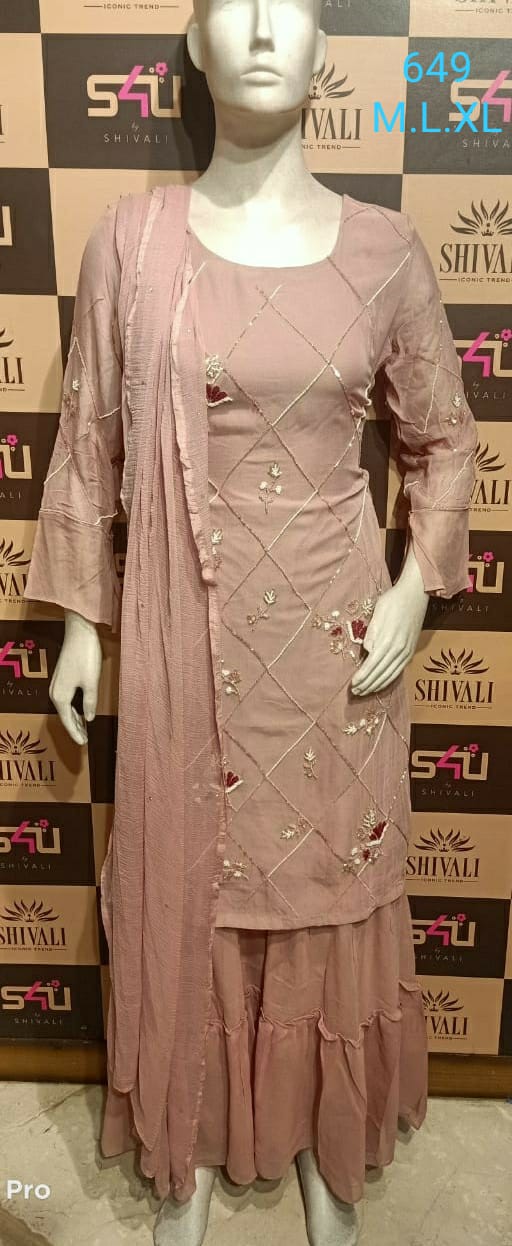 s4u s4u 649 fancy elegant top bottom with dupatta size set