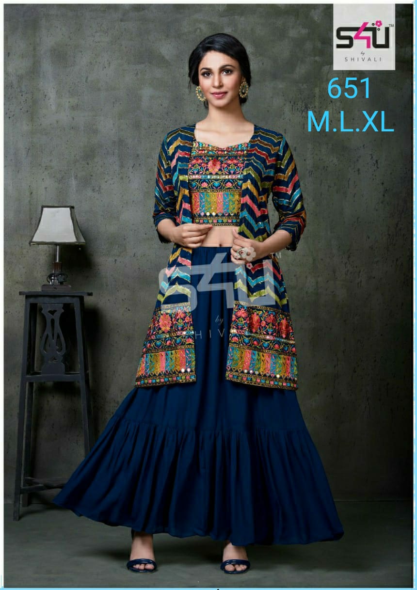 s4u s4u 651 fancy catchy look indo western size set