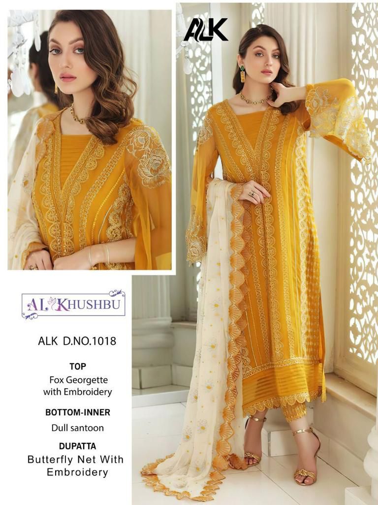 al khushbu 1018 georgette regal look salwar suit single