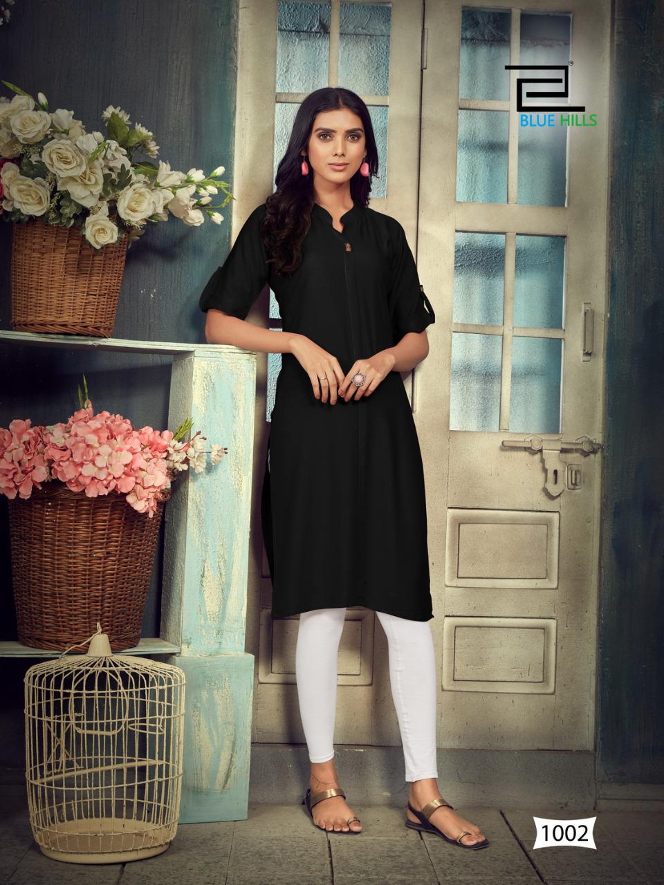 Blue hills Colorbar rayon classic trendy look long kurti catalog