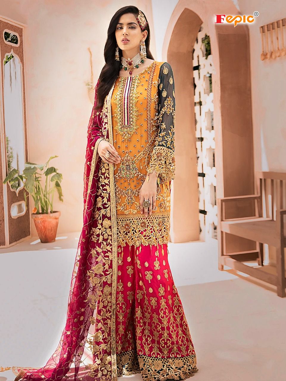 fepic rosemeen c 1082 colours georgette decent embroidary look salwar suit catalog