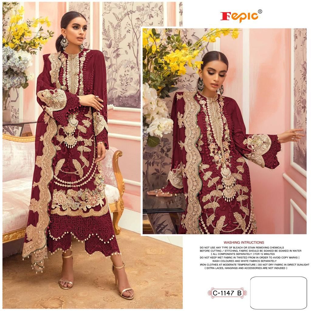 FEPIC Rosemeen c 1147 B  Salwar Kameez Organza Singles