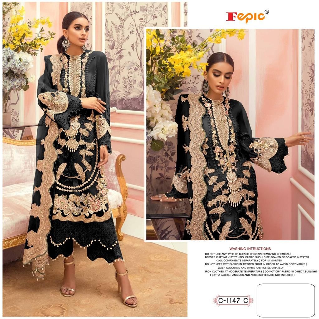 fepic rosemeen c 1147  organza heavy embroidary look salwar suit catalog