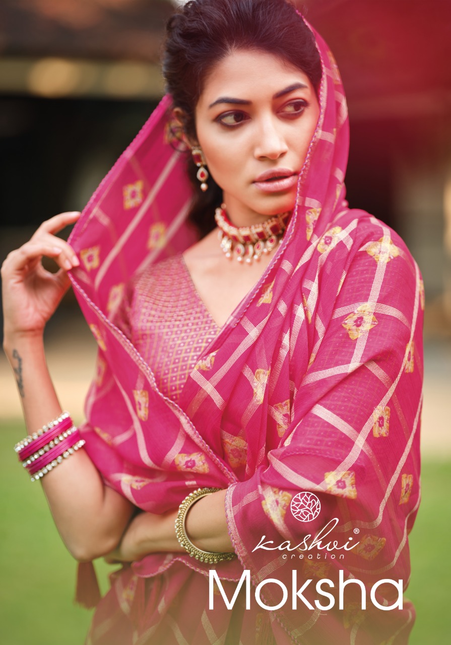 lt kashvi creation moksha Royal Checks viscous astonishing print saree catalog