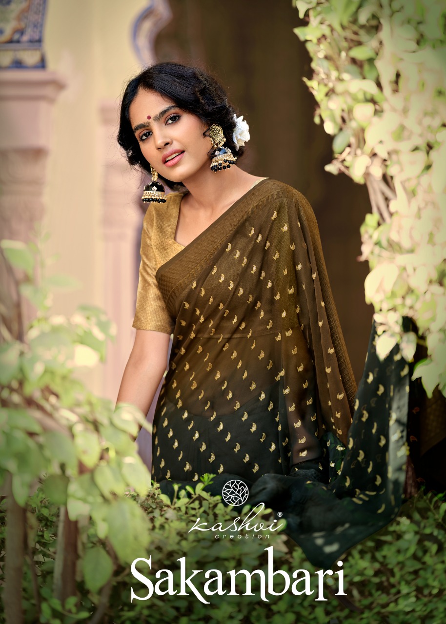 lt kashvi creation sakambari georgette astonishing print saree catalog