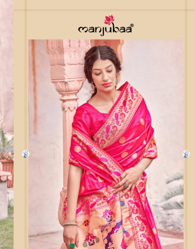 manjubaa Madhuri Paithani Series 6201 To 6208 regal look saree catalog