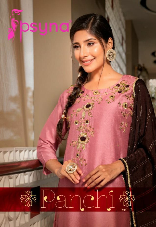 psyna panchi  chanderi new and modern style top bottom with dupatta catalog