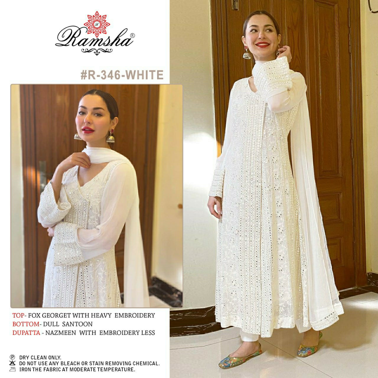 Ramsha Ramsha r-346 white  Salwar Kameez Georgette Singles