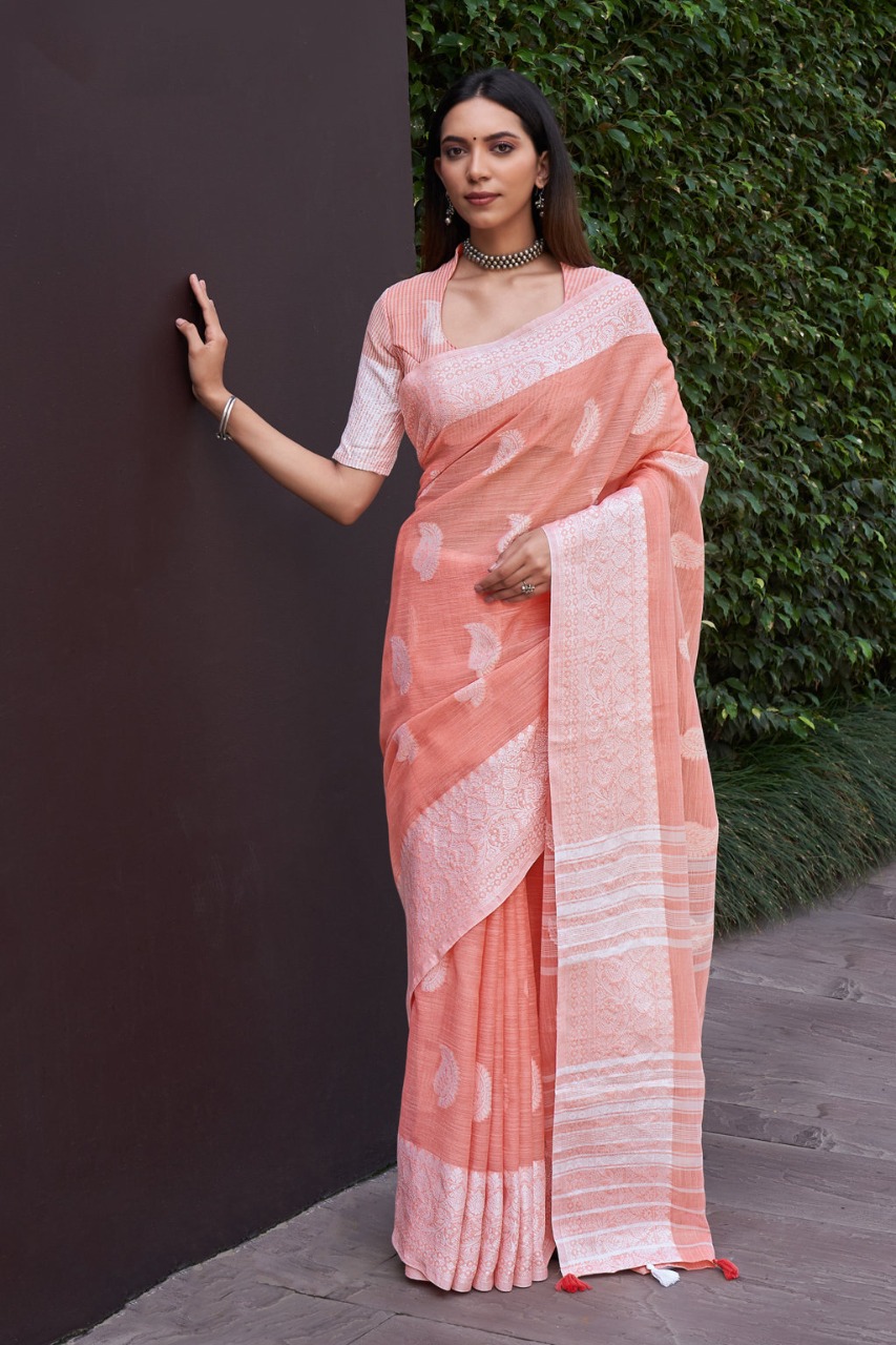 sangam prints padma linen attrective colours saree catalog