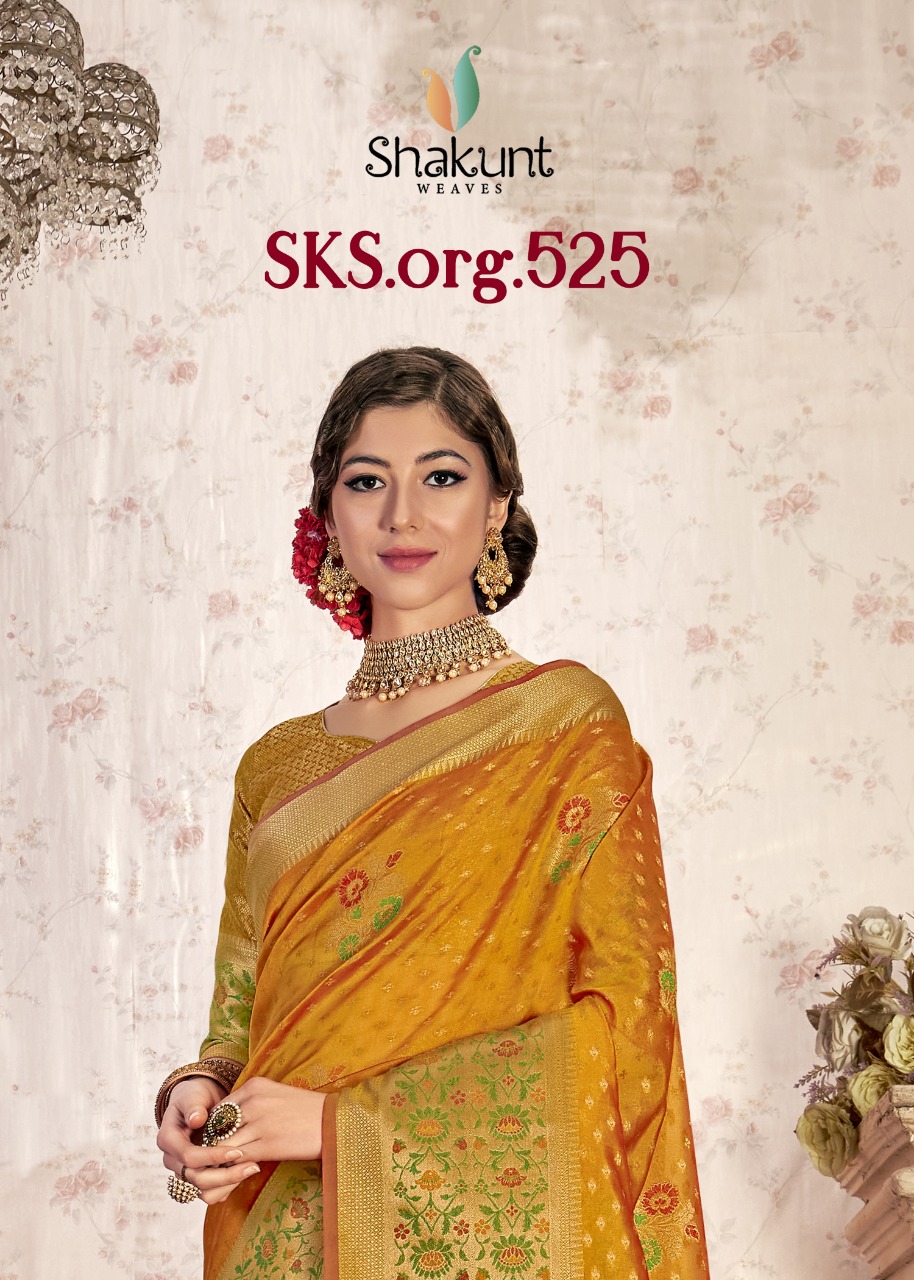 shakunt weaves sks org 525 organza decent look saree catalog