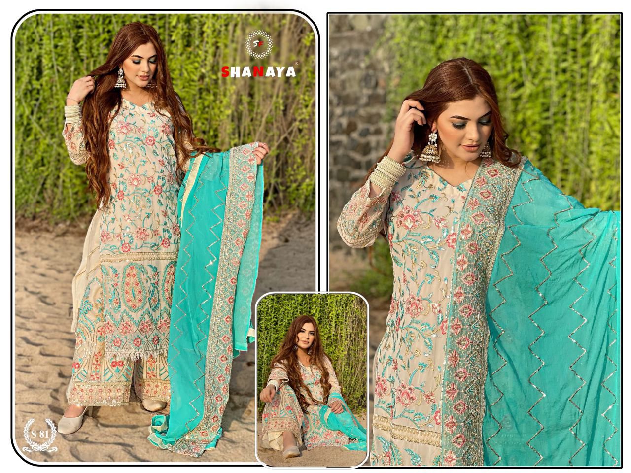 shanaya rose  s 81 georgette gorgeous look salear suit catalog