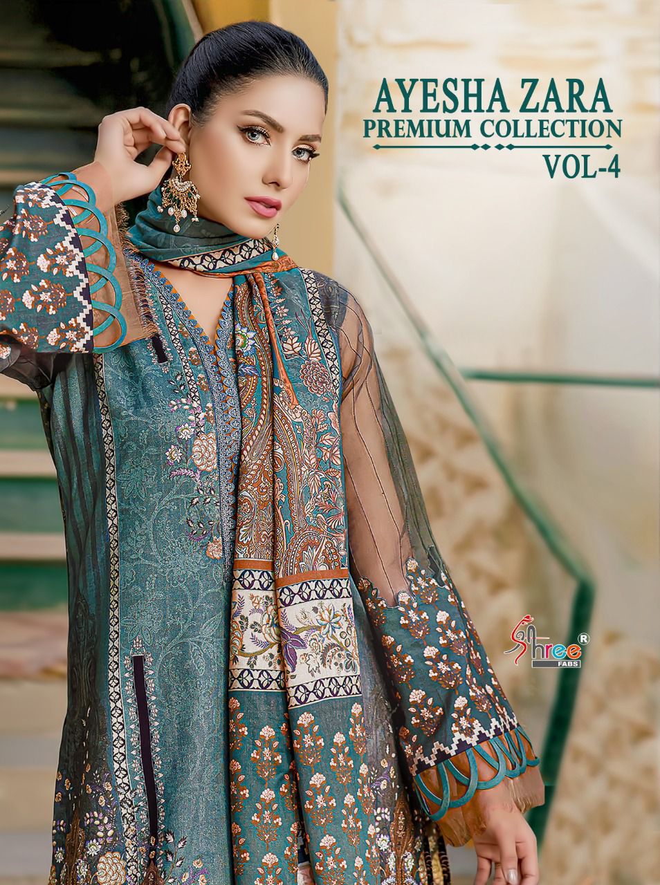 shree fab ayesha zara premium collection vol 4 cotton  decnt look salwar suit with cotton dupatta catalog