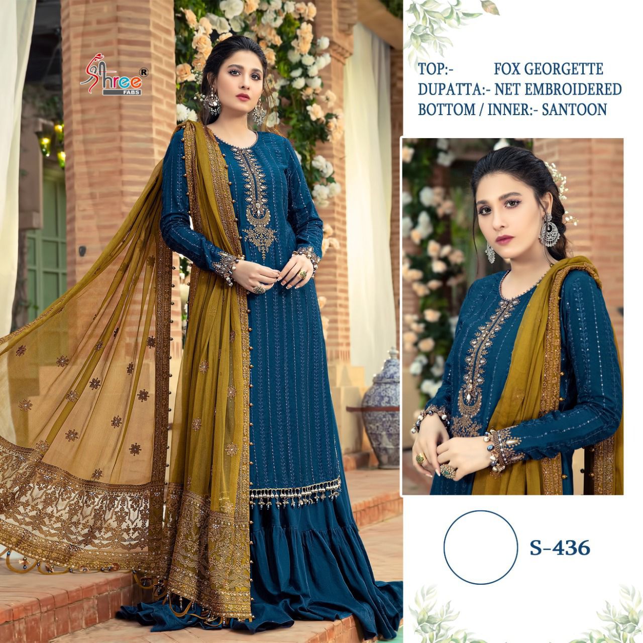 shree fab s 436 georgette gorgeous look salwar suit single