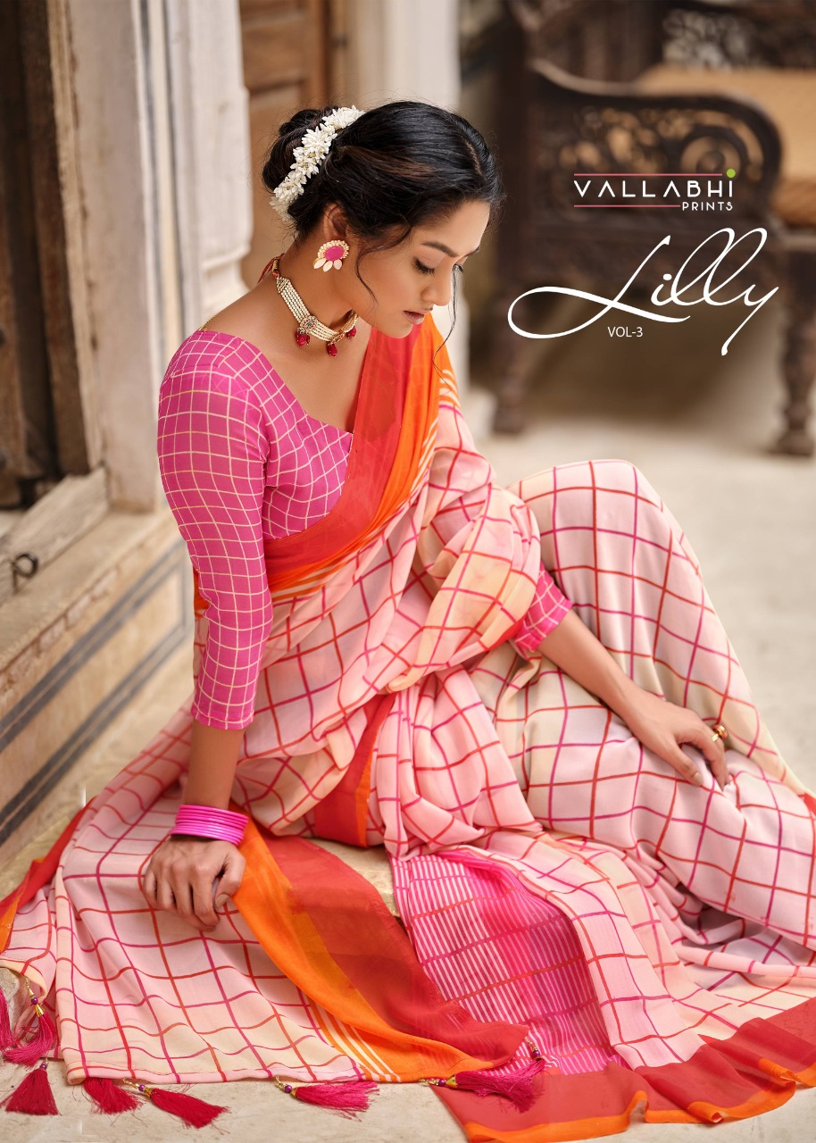 vallabhi print lilly vol 3 georgette exclusive print saree catalog