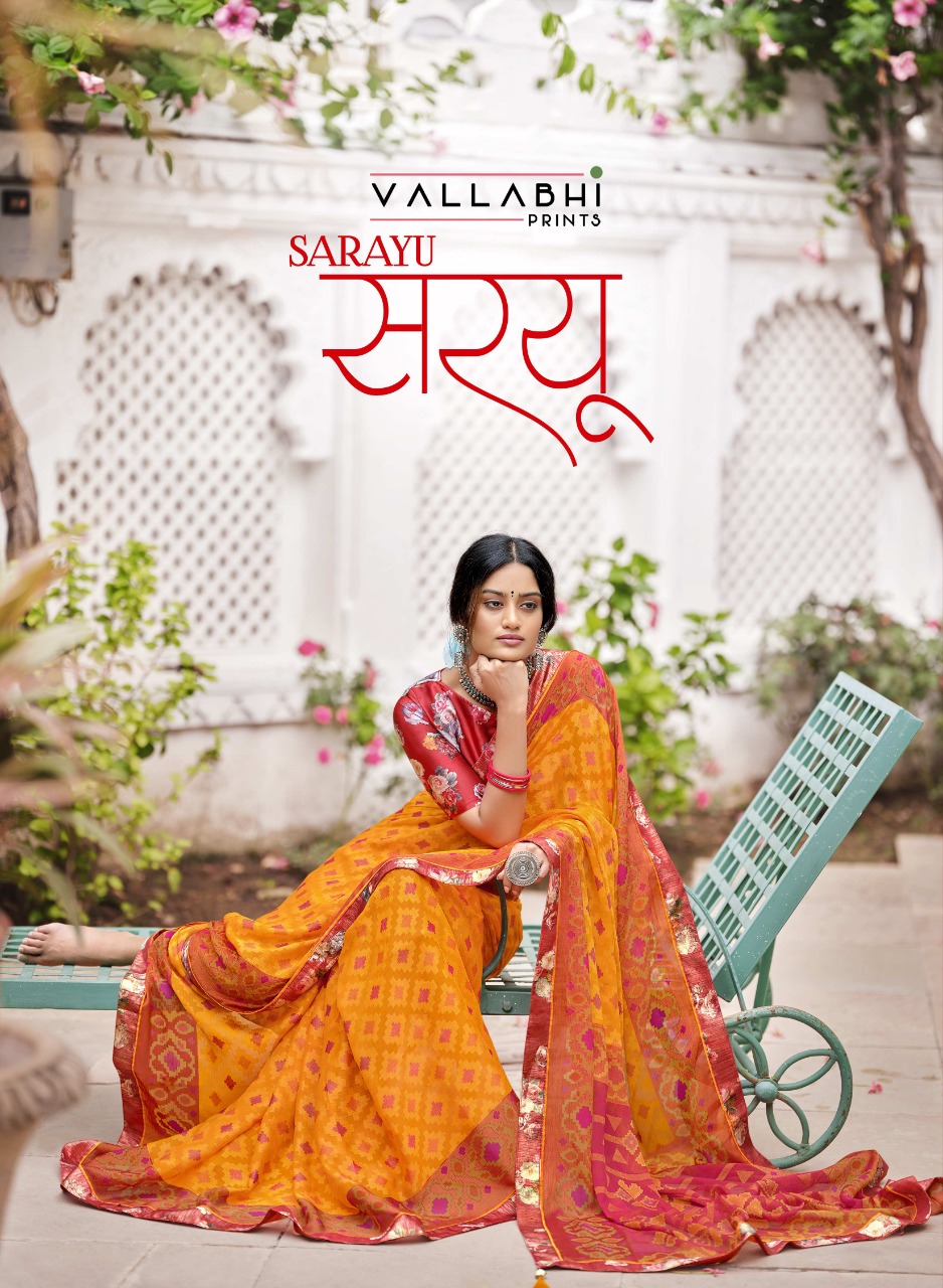 vallabhi print Sarayu brasso gorgeous look saree catalog