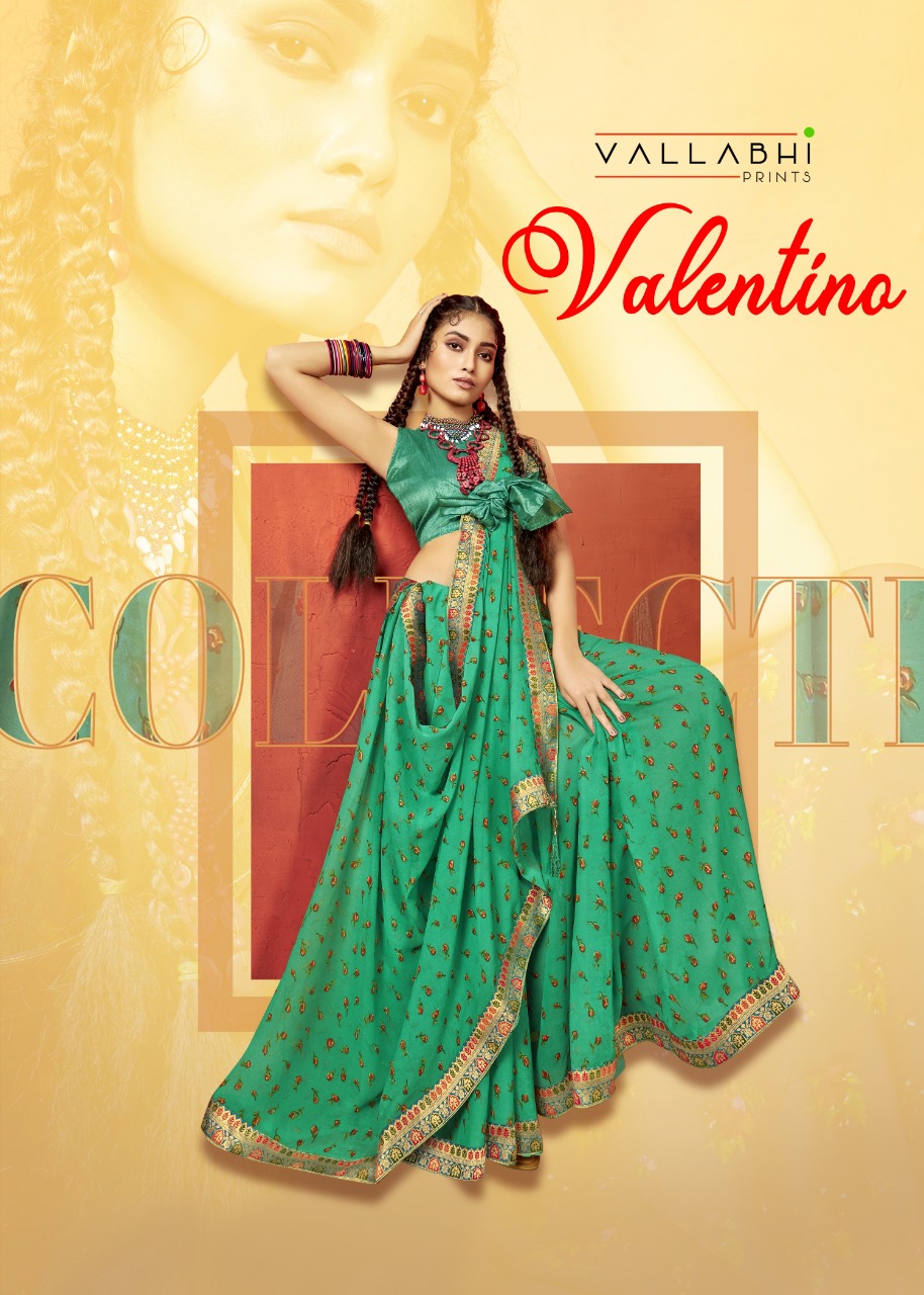 vallabhi print valentino georgette exclusive print saree catalog