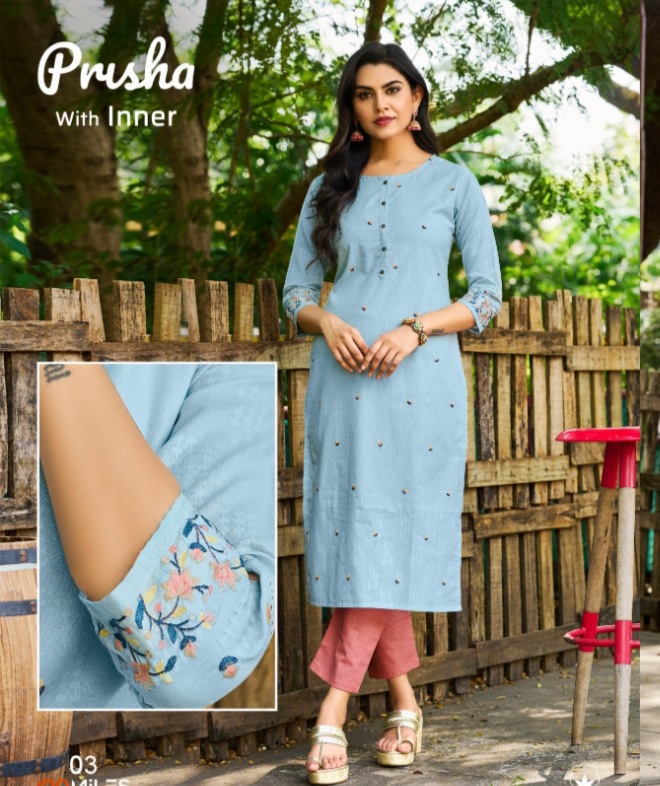 100 miles prisha cotton authentic fabric kurti catalog